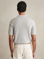 Reiss Iced Blue Manor Merino Wool Short-Sleeve Polo Shirt - Image 5 of 6