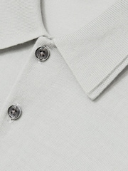 Reiss Iced Blue Manor Merino Wool Short-Sleeve Polo Shirt - Image 6 of 6