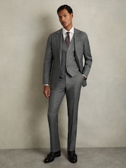 Reiss Grey Aspire Slim-Fit Wool Suit Waistcoat - Image 1 of 7