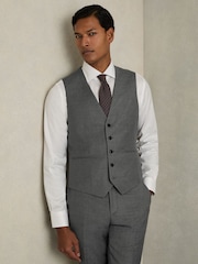 Reiss Grey Aspire Slim-Fit Wool Suit Waistcoat - Image 3 of 7