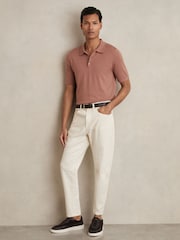 Reiss Dusty Blush Pink Manor Merino Wool Short-Sleeve Polo Shirt - Image 1 of 5