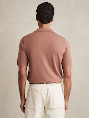 Reiss Dusty Blush Pink Manor Merino Wool Short-Sleeve Polo Shirt - Image 4 of 5