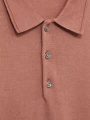Reiss Dusty Blush Pink Manor Merino Wool Short-Sleeve Polo Shirt - Image 5 of 5