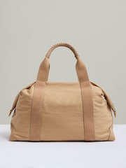 Reiss Blush Phoebe Braided-Handle Soft Weekend Bag - Image 1 of 5
