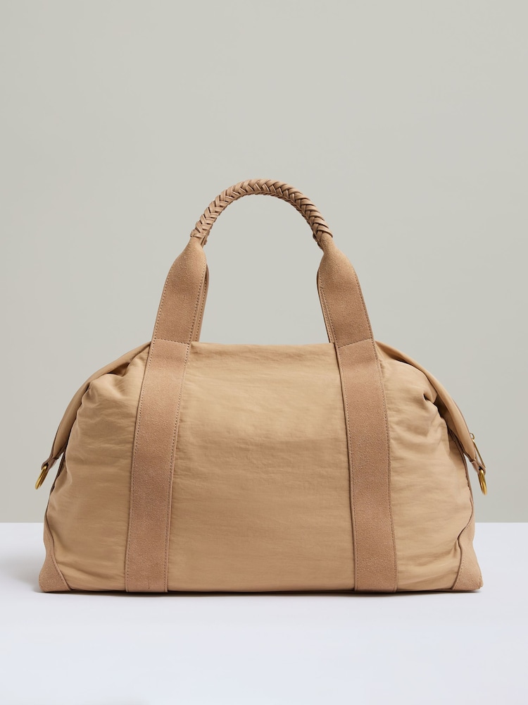 Reiss Blush Phoebe Braided-Handle Soft Weekend Bag - Image 1 of 5