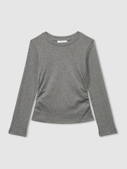 Gris - Reiss Trina Cotton Blend Ruched T-Shirt - Imagen 2 de 4