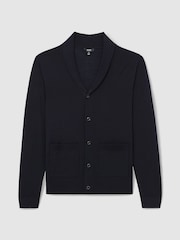 Mornarica - Reiss Taunton Merino Wool Shawl-Collar pletena jopa - Slika 2 iz 7