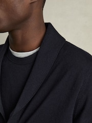 Mornarica - Reiss Taunton Merino Wool Shawl-Collar pletena jopa - Slika 5 iz 7