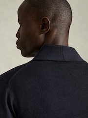 Mornarica - Reiss Taunton Merino Wool Shawl-Collar pletena jopa - Slika 6 iz 7