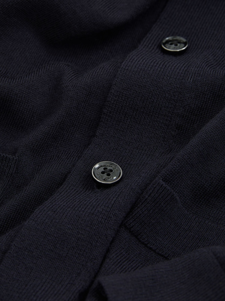 Mornarica - Reiss Taunton Merino Wool Shawl-Collar pletena jopa - Slika 7 iz 7