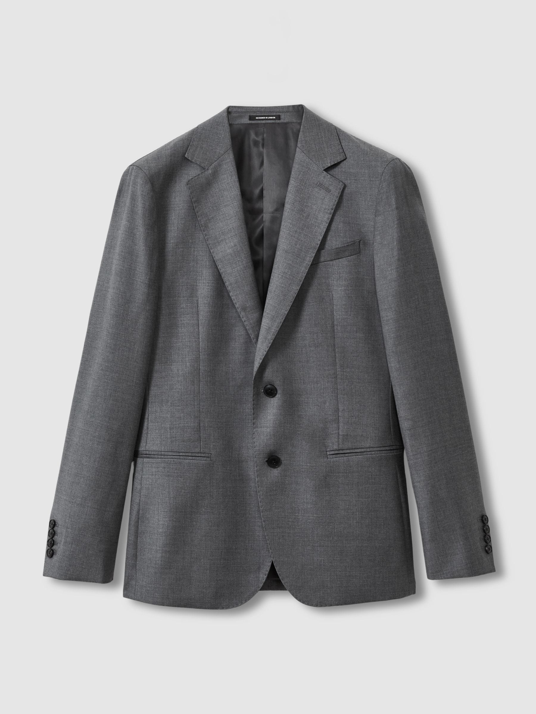 Reiss Grey Aspire Single Breasted Wool Suit Jacket Slim-Fit