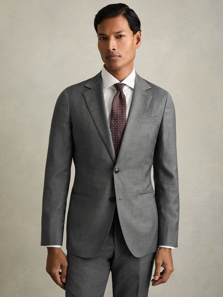 Grijs - Reiss Aspire Slim-Fit Single Breasted Wool Suit Jacket - Image 3 of 11