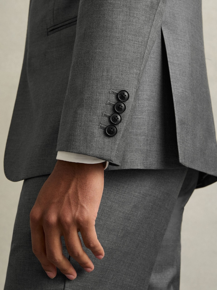 Grijs - Reiss Aspire Slim-Fit Single Breasted Wool Suit Jacket - Image 7 of 11