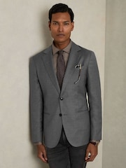 Grijs - Reiss Aspire Slim-Fit Single Breasted Wool Suit Jacket - Image 8 of 11