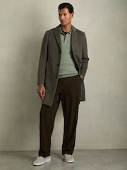 Reiss Herb Green Trafford Merino Wool Polo Shirt - Image 3 of 6