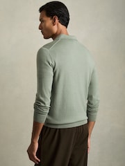 Reiss Herb Green Trafford Merino Wool Polo Shirt - Image 5 of 6
