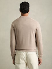 Pšeni melange - Reiss Munich Merino Wool z gumbi po celotni dolžini pletena jopa - Slika 5 iz 7