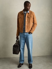 Reiss Soft Blue Melange Trafford Merino Wool Polo Shirt - Image 6 of 7