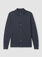 Reiss Blackened Blue Forbes Merino Wool Button-Through Cardigan - Image 2 of 6