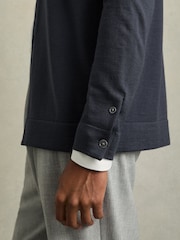 Reiss Blackened Blue Forbes Merino Wool Button-Through Cardigan - Image 3 of 6