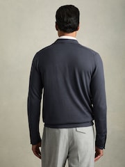 Reiss Blackened Blue Forbes Merino Wool Button-Through Cardigan - Image 4 of 6