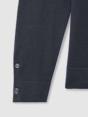 Reiss Blackened Blue Forbes Merino Wool Button-Through Cardigan - Image 6 of 6