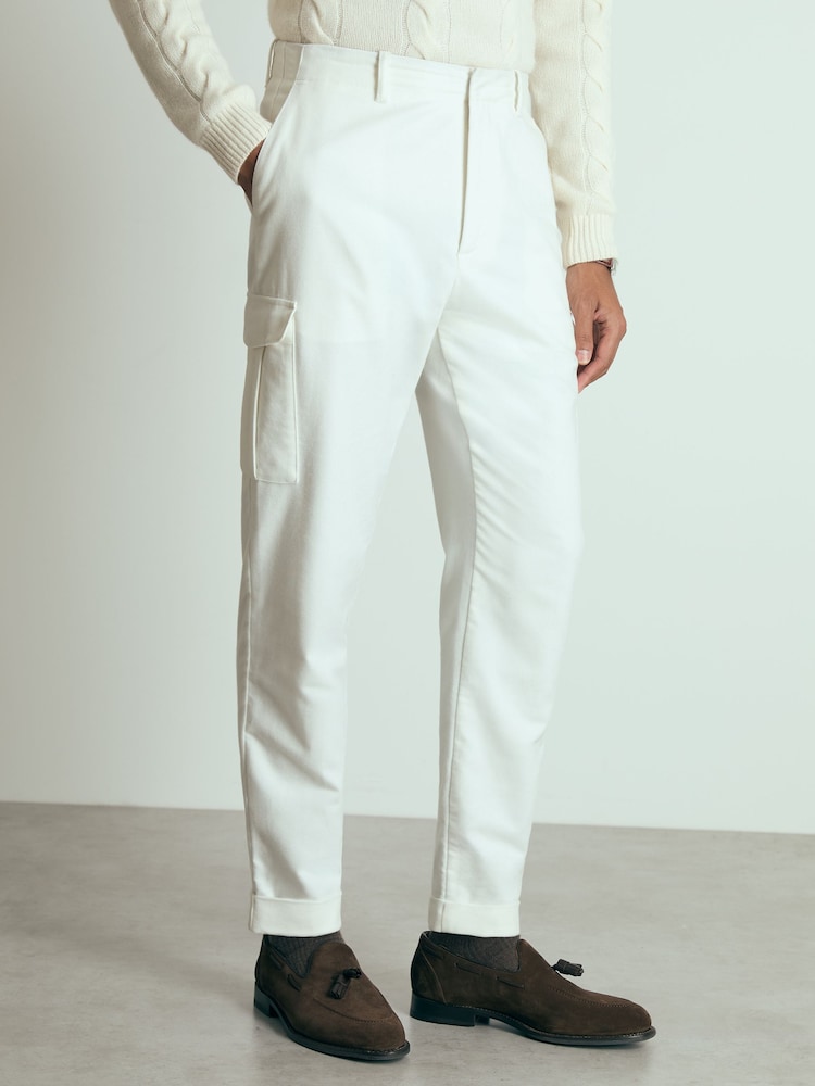 أبيض - بنطلون كارجو مولسكين من القطن 100% Lato تشكيلة Atelier من Reiss - Image 3 of 6