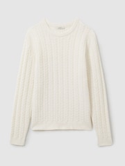 Reiss White Minsk Cabled Jumper with Wool and Alpaca - Image 2 of 6