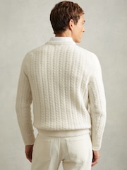 Reiss White Minsk Cabled Jumper with Wool and Alpaca - Image 5 of 6