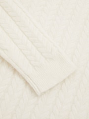 Reiss White Minsk Cabled Jumper with Wool and Alpaca - Image 6 of 6