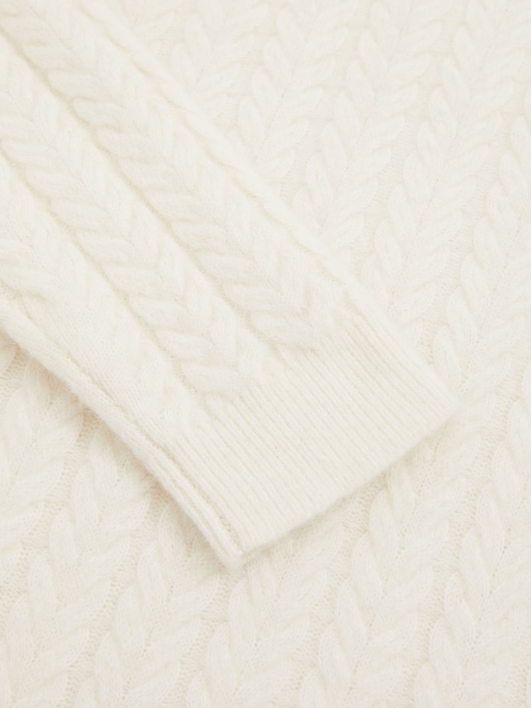 Reiss White Minsk Cabled Jumper with Wool and Alpaca - Image 6 of 6