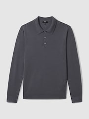 Reiss Blackend Blue Trafford Merino Wool Polo Shirt - Image 2 of 6