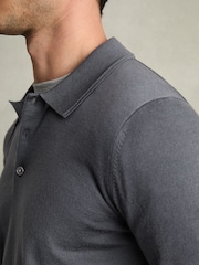 Reiss Blackend Blue Trafford Merino Wool Polo Shirt - Image 3 of 6