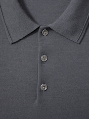 Reiss Blackend Blue Trafford Merino Wool Polo Shirt - Image 6 of 6