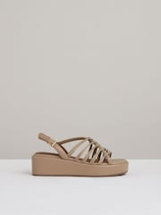 Reiss Beige Lana Leather Knot Strappy Platform Sandals - Image 1 of 5