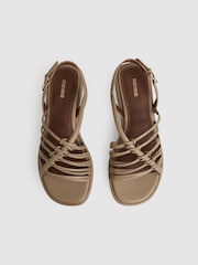 Reiss Beige Lana Leather Knot Strappy Platform Sandals - Image 3 of 5
