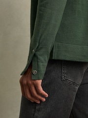 Reiss Dark Kale Green Forbes Merino Wool Button-Through Cardigan - Image 4 of 4