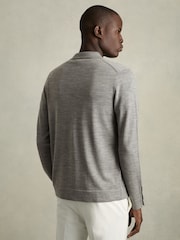 Reiss Warm Grey Melange Forbes Merino Wool Button-Through Cardigan - Image 5 of 7