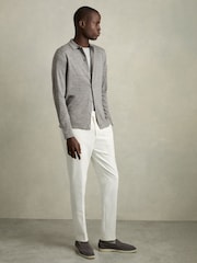 Reiss Warm Grey Melange Forbes Merino Wool Button-Through Cardigan - Image 6 of 7