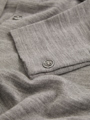 Reiss Warm Grey Melange Forbes Merino Wool Button-Through Cardigan - Image 7 of 7