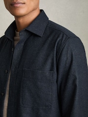 Reiss Navy Crawford Twin-Pocket Button-Through Overshirt - Image 4 of 6