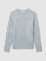 Reiss Soft Blue Minsk Cabled Jumper with Wool and Alpaca - Image 2 of 6