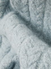 Reiss Soft Blue Minsk Cabled Jumper with Wool and Alpaca - Image 6 of 6