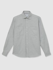 Reiss Soft Grey Melange Crawford Twin-Pocket Button-Through Overshirt - Image 2 of 7