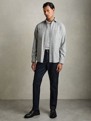Reiss Soft Grey Melange Crawford Twin-Pocket Button-Through Overshirt - Image 3 of 7