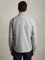 Reiss Soft Grey Melange Crawford Twin-Pocket Button-Through Overshirt - Image 5 of 7