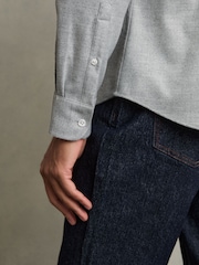 Reiss Soft Grey Melange Crawford Twin-Pocket Button-Through Overshirt - Image 6 of 7