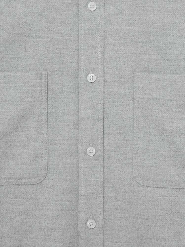 Reiss Soft Grey Melange Crawford Twin-Pocket Button-Through Overshirt - Image 7 of 7