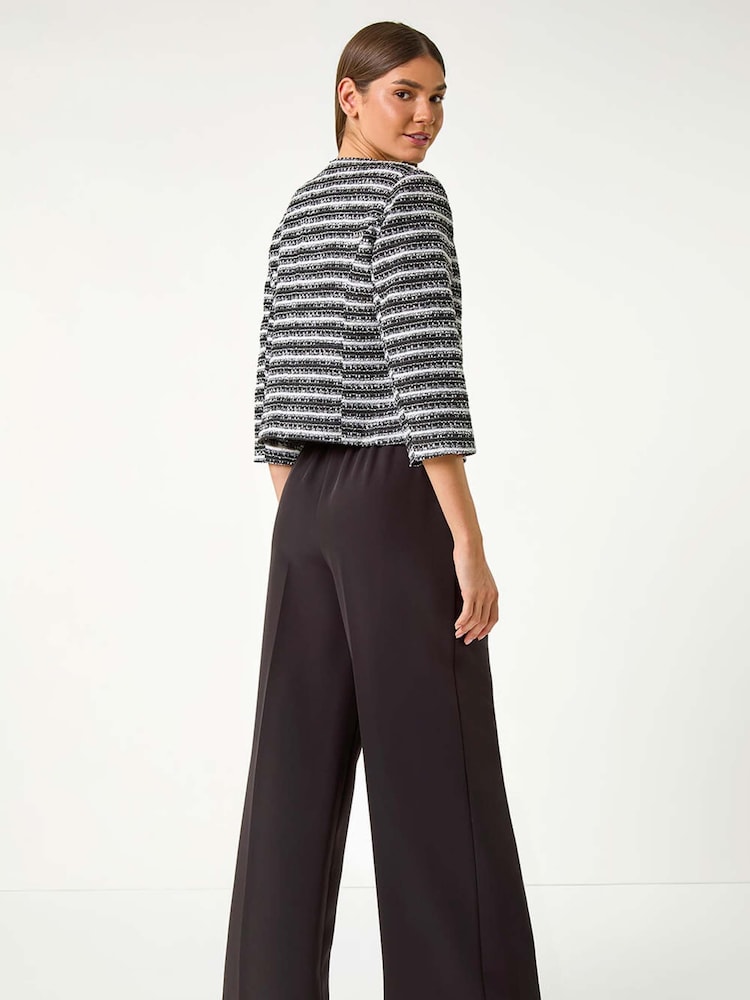 Roman Black Stripe Shimmer Boucle Jacket - Image 2 of 5