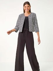 Roman Black Stripe Shimmer Boucle Jacket - Image 3 of 5